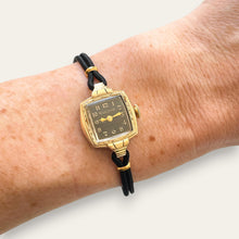 Load image into Gallery viewer, Vintage Bulova Co-Ed 1940 Gold-Filled Ladies Cocktail Watch | Black Dial, Mechanical
