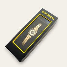 Load image into Gallery viewer, Sekonda Ladies Cushion Case Gold &amp; Black Dial 70s Vintage-Style Quartz Watch
