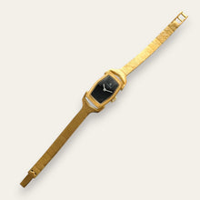 Load image into Gallery viewer, Vintage 1970s Vulcain Swiss Gold Mechanical Watch — Black Dial, NOS
