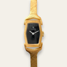 Load image into Gallery viewer, Vintage 1970s Vulcain Swiss Gold Mechanical Watch — Black Dial, NOS
