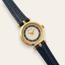 Load image into Gallery viewer, Vintage Gucci Stack Watch | Roman Numeral Dial Gold Black Enamel 2000L
