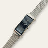 Vintage YSL Watch | Rectangular Black Dial Herringbone Mesh Bracelet, Quartz