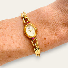 Load image into Gallery viewer, Rare 90s Gold-Plated Seiko Jewellery Quartz Watch - Tiny Dial - Rubies
