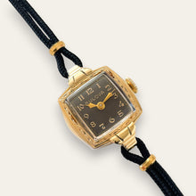 Load image into Gallery viewer, Vintage Bulova Co-Ed 1940 Gold-Filled Ladies Cocktail Watch | Black Dial, Mechanical
