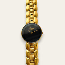 Load image into Gallery viewer, Vintage Christian Dior 3041 Black Moon Watch — 1980s Gold-Tone, Quartz
