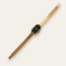Load image into Gallery viewer, Vintage 1970s Revue Swiss Gold Mechanical Watch — Black Dial, Unworn
