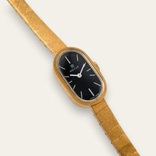 Load image into Gallery viewer, Vintage 1970s Revue Swiss Gold Mechanical Watch — Black Dial, Unworn
