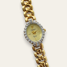 Load image into Gallery viewer, Vintage Jules Jurgensen Diamond Quartz Watch Gold Plated Oval Bracelet
