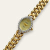 Vintage Jules Jurgensen Diamond Quartz Watch Gold Plated Oval Bracelet