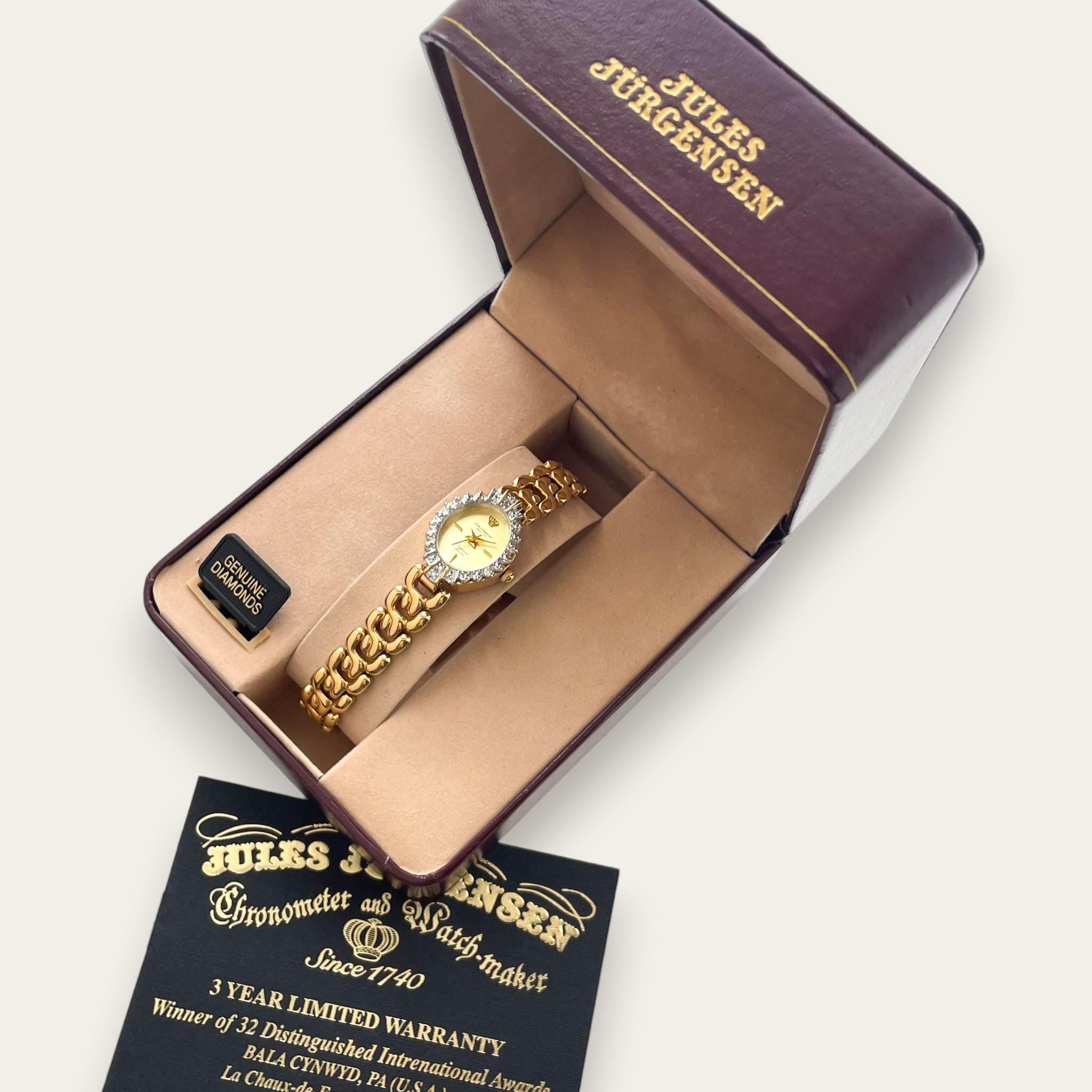 Vintage Jules Jurgensen Diamond Watch - Gold Plated Oval Bracelet