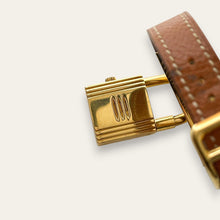 Load image into Gallery viewer, Vintage Hermès Kelly Watch, Gold Plated Padlock, Tan Leather Strap, Quartz
