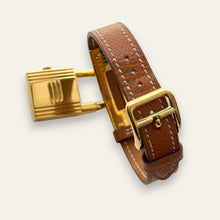 Load image into Gallery viewer, Vintage Hermès Kelly Watch, Gold Plated Padlock, Tan Leather Strap, Quartz
