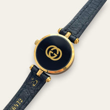 Load image into Gallery viewer, Vintage Gucci Stack Watch | Roman Numeral Dial Gold Black Enamel 2000L
