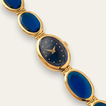 Load image into Gallery viewer, Vintage Lassale by Seiko Gold Blue Crystal Bracelet Watch, Quartz
