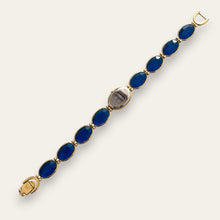 Load image into Gallery viewer, Vintage Lassale by Seiko Gold Blue Crystal Bracelet Watch, Quartz

