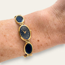 Load image into Gallery viewer, Vintage Lassale by Seiko Gold Blue Crystal Bracelet Watch, Quartz

