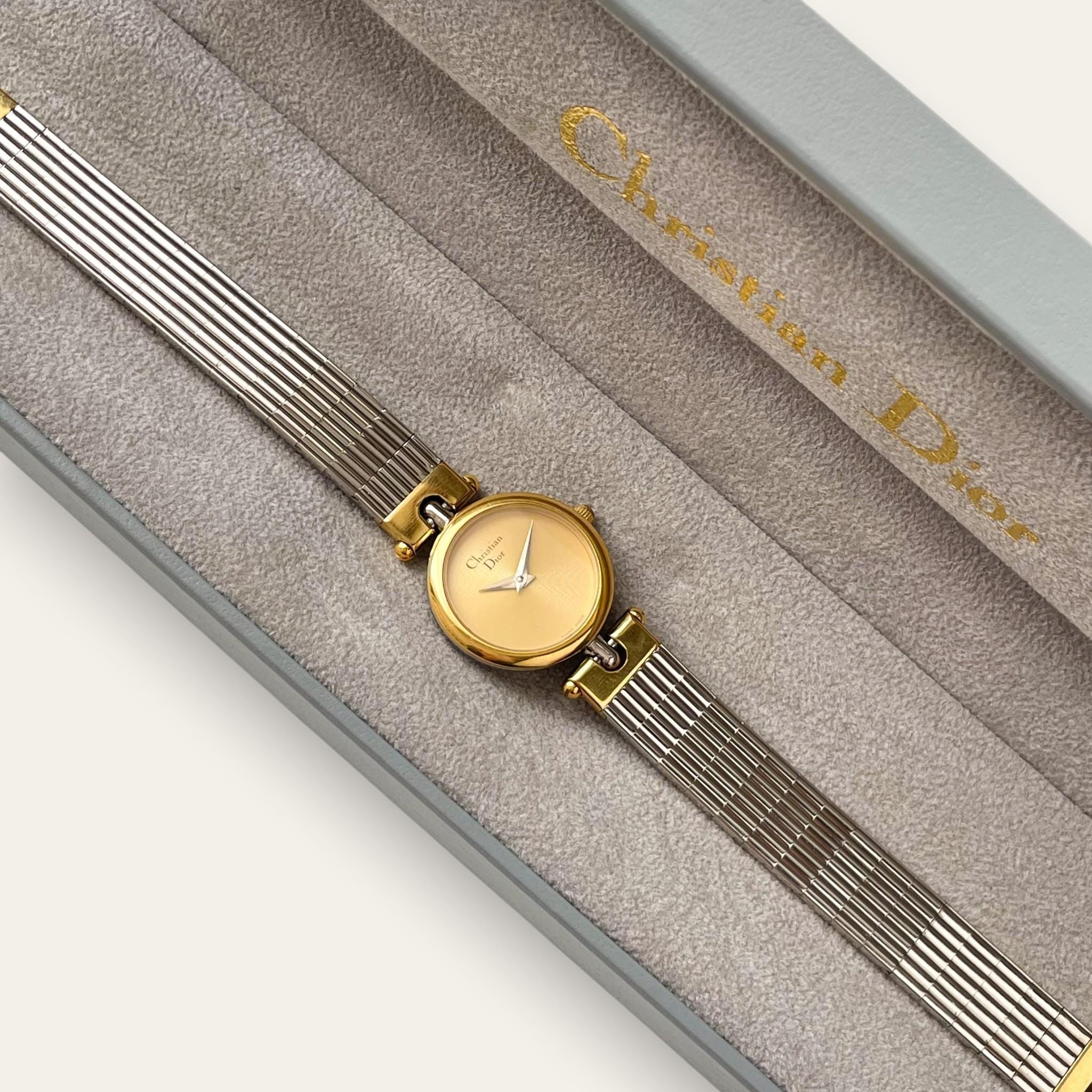 Vintage Christian Dior 3025 — 1990s Gold Dial Two-Tone Watch