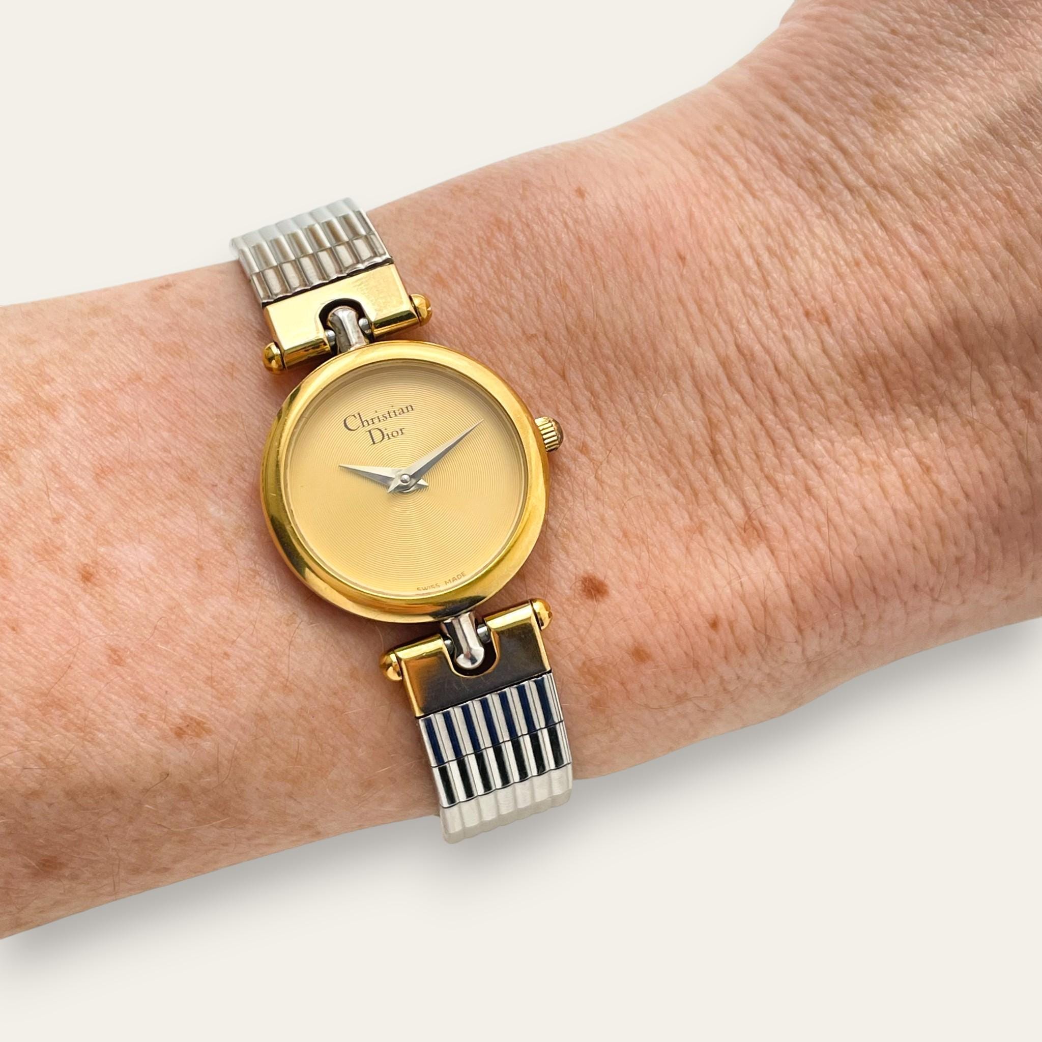 Vintage Christian Dior 3025 — 1990s Gold Dial Two-Tone Watch