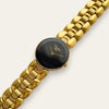Vintage Christian Dior 3041 Black Moon Watch — 1980s Gold-Tone, Quartz