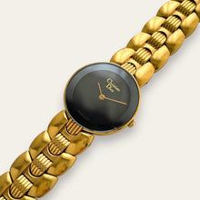 Load image into Gallery viewer, Vintage Christian Dior 3041 Black Moon Watch — 1980s Gold-Tone, Quartz

