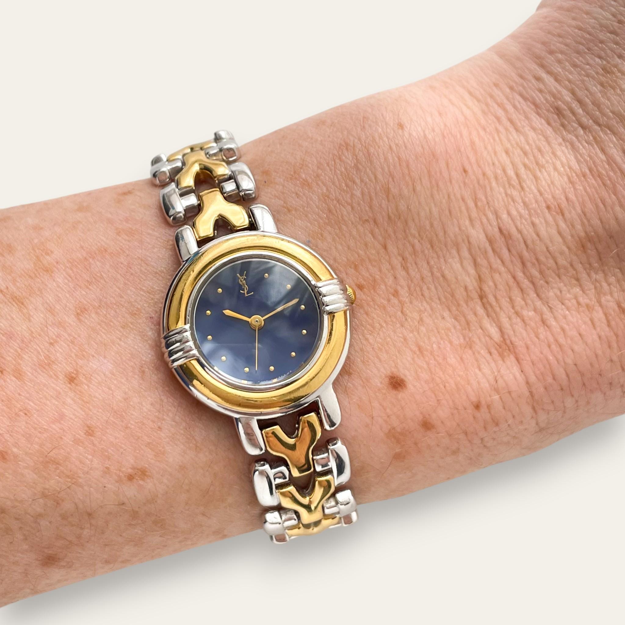 YSL Two-Tone Blue Dial Ladies' Watch - Vintage 1990s Quartz