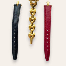 Load image into Gallery viewer, Vintage Gucci 1800L Watch Gold Plated Horsebit Bracelet Leather Straps, Quartz
