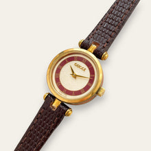 Load image into Gallery viewer, Vintage Gucci Stack Watch | Roman Numeral Dial Gold Burgundy Enamel 2000L
