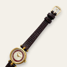 Load image into Gallery viewer, Vintage Gucci Stack Watch | Roman Numeral Dial Gold Burgundy Enamel 2000L

