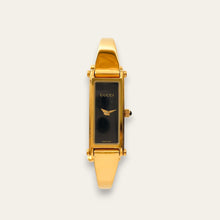 Load image into Gallery viewer, Vintage Ladies' Gold-Plated Gucci 1500L Bangle Quartz Watch - Black
