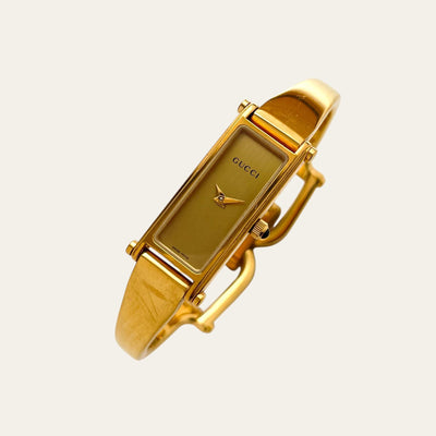 Vintage Gucci 1500L Bangle Watch - Gold Dial, Quartz
