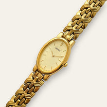 Load image into Gallery viewer, Vintage Seiko Gold-Tone Oval Ladies' Bracelet Watch | Herringbone Dial, Quartz
