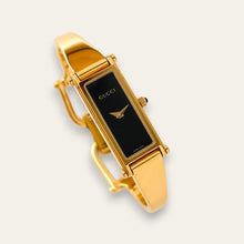 Load image into Gallery viewer, Vintage Ladies' Gold-Plated Gucci 1500L Bangle Quartz Watch - Black
