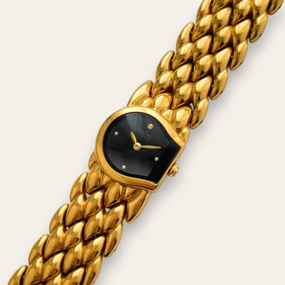 Vintage Seiko Rivoli 4N00-6421 Ladies Watch — Black Dial, Gold, Quartz