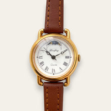 Load image into Gallery viewer, Vintage Louifrey Moonphase Ladies' Gold-Tone Watch | White Dial, Quartz

