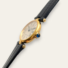 Load image into Gallery viewer, Vintage Cartier Must Vendôme Vermeil Watch, Opaline Dial, Blue Hands, Quartz
