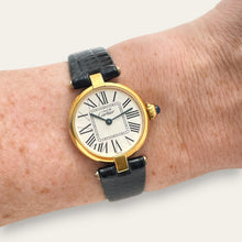 Load image into Gallery viewer, Vintage Cartier Must Vendôme Vermeil Watch, Opaline Dial, Blue Hands, Quartz
