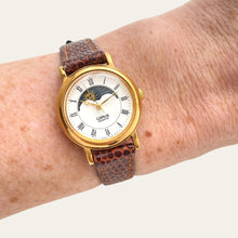 Load image into Gallery viewer, Vintage Lorus by Seiko Sun &amp; Moon Ladies Watch, Leather Strap, Quartz
