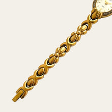 Load image into Gallery viewer, Vintage F. Hinds Gold Plated Ladies Watch Crystal Bezel Bracelet Strap, Quartz
