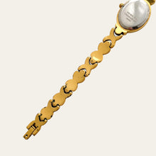 Load image into Gallery viewer, Vintage F. Hinds Gold Plated Ladies Watch Crystal Bezel Bracelet Strap, Quartz
