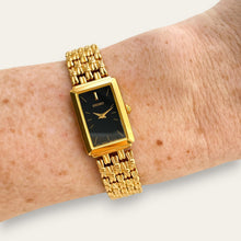 Load image into Gallery viewer, Vintage Seiko Gold-Plated Ladies' Tank Watch, Black Dial — Quartz
