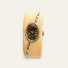 Load image into Gallery viewer, Christian Dior x Bulova Mechanical Bangle Watch 1970s | Bakelite Ivory Cuff

