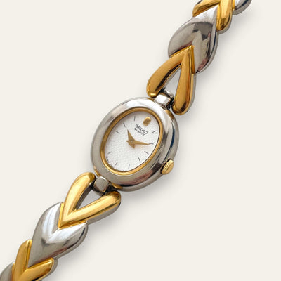 Two-Tone Seiko Quartz Cocktail Watch, Oval Dial, 1990s