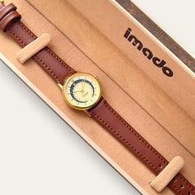 Load image into Gallery viewer, Vintage Imado Moonphase Watch, Gold-Tone, Celestial Dial, Original Box, Quartz
