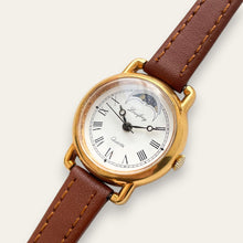 Load image into Gallery viewer, Vintage Louifrey Moonphase Ladies' Gold-Tone Watch | White Dial, Quartz
