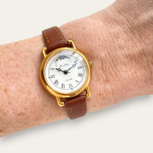 Load image into Gallery viewer, Vintage Louifrey Moonphase Ladies' Gold-Tone Watch | White Dial, Quartz
