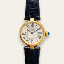 Load image into Gallery viewer, Vintage Cartier Must Vendôme Vermeil Watch, Opaline Dial, Blue Hands, Quartz
