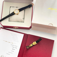 Load image into Gallery viewer, Vintage Cartier Must Vendôme Vermeil Watch, Opaline Dial, Blue Hands, Quartz
