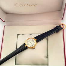 Load image into Gallery viewer, Vintage Cartier Must Vendôme Vermeil Watch, Opaline Dial, Blue Hands, Quartz
