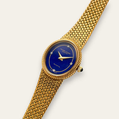 Vintage Favre-Leuba Geneve Quartz Lapis Blue Dial Cocktail Watch