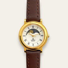 Load image into Gallery viewer, Vintage Lorus by Seiko Sun &amp; Moon Ladies Watch, Leather Strap, Quartz
